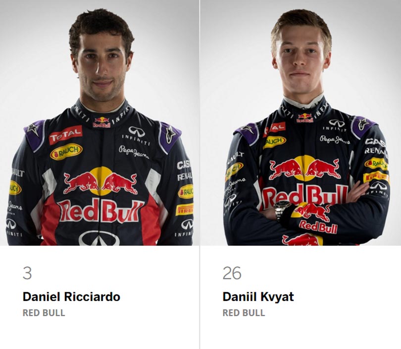 Daniel Ricciardo e Daniil Kvyat Red Bull
