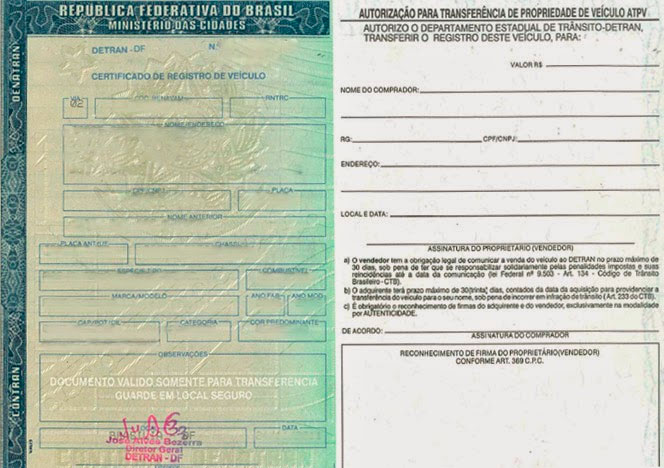 CRV: Certificado de Registro de Veículo - DUT